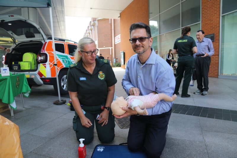 SCAS colleague teaching the public CPR