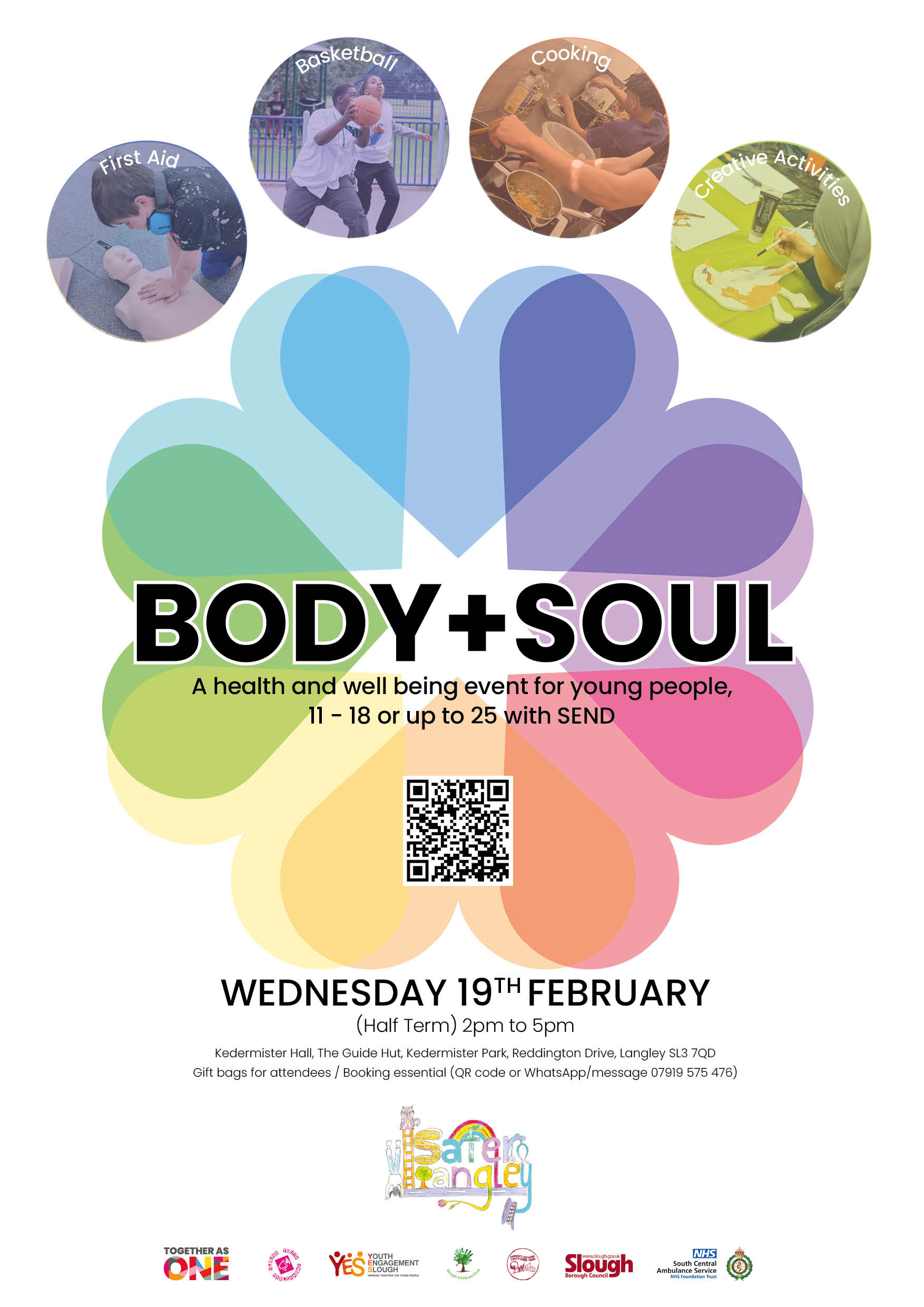 A flyer advertising a health and wellbeing event for young people in Langley on 19 February.